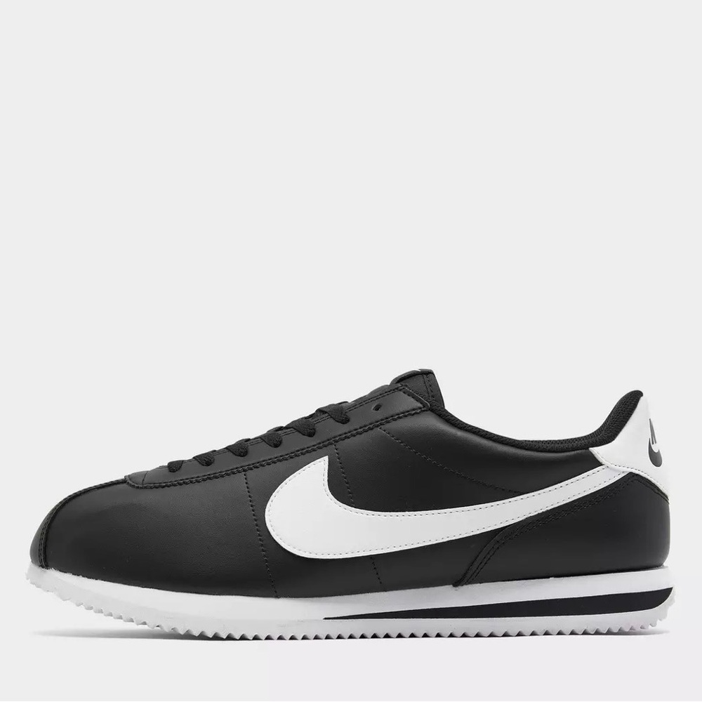 Nike Cortez Basic Leather Black White Shoes US 6.5 Preowned - Picture 2 of 7